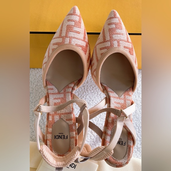 Authentic Fendi Women’s FF Jacquard Colibri Lite Slingback Pumps - Picture 13 of 16